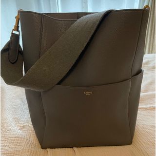 セリーヌ(CELINE)の美品 CELINE サングル バケット ラージ ダークグレー(ショルダーバッグ)