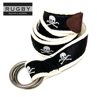 送料無料 メンズ ベルト ブラック RALPH LAUREN RUGBY ラルフローレンラグビー M ラルフローレンラグビースカル柄ダブルリングベルト kry918