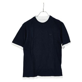 PRADA コットン レイヤード Tシャツ PRADA - プラダ 三角ロゴ レイヤード 半袖Tシャツ サイズ:S