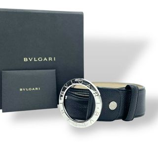 ブルガリ(BVLGARI)のBVLGARI ブルガリ ベルト メンズ 本革 レザー ブラック 黒 サークル ロゴバックル リング シルバー金具 ビーゼロワン 高級 ブランド 紳士 箱付き ギャランティカード M4(ベルト)