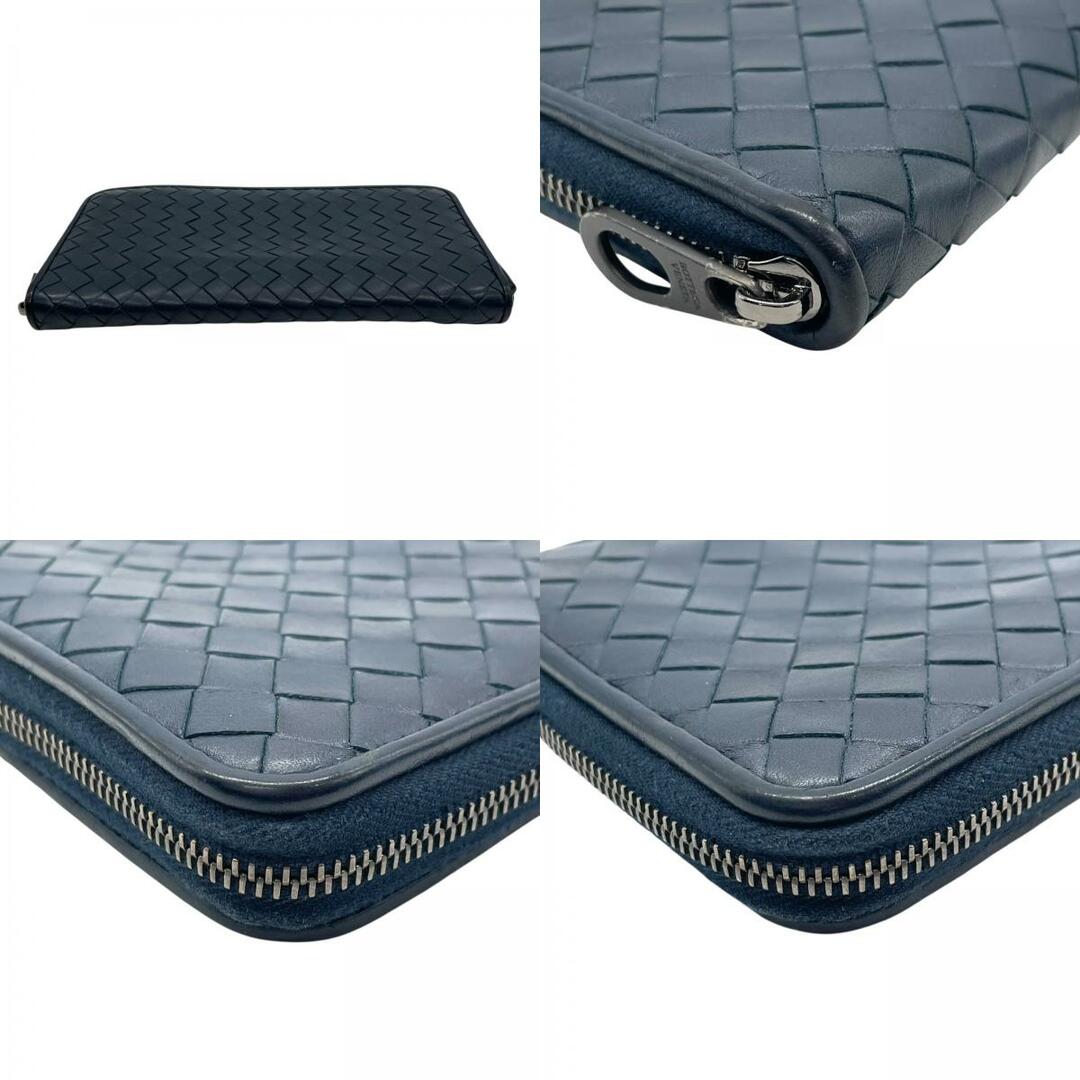 【美品】ボッテガヴェネタ　イントレチャート　ラウンドジップ　長財布　ネイビー BOTTEGA VENETA 美品 ボッテガ ヴェネタ イントレチャート