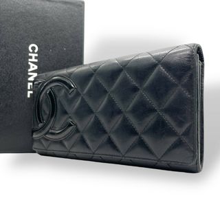 シャネル(CHANEL)のCHANEL シャネル 二つ折り 長財布 カンボンライン ココマーク キルティング 黒 ブラック ピンク レザー フラップ レディース M1(財布)