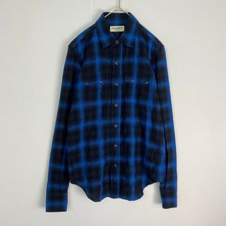 サンローラン(SAINT LAURENT)の美品　サンローランパリ　長袖シャツ　オンブレチェックシャツ キムタク(シャツ)
