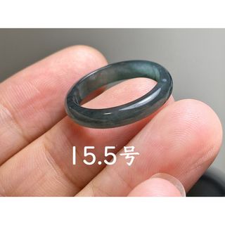 L13-138氷糯種煙灰〜黒翡翠15.5号グアテマラ産A貨本翡翠くりぬき リング
