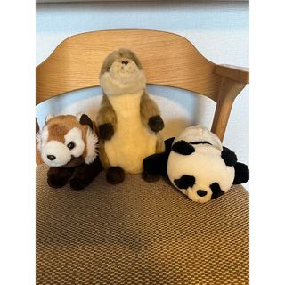 動物ぬいぐるみ3個セット　パンダ、レッサーパンダ、カワウソ