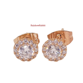 18K RGP ゴールドダイヤ CZ 小粒 フラワー ピアス gp5792