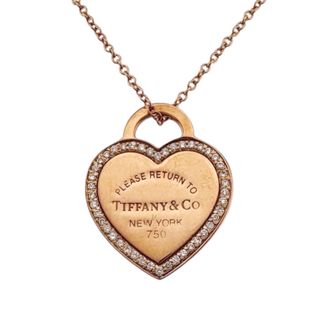 ティファニー(Tiffany & Co.)のティファニー リターントゥハートタグ ネックレス 18金 K18ピンクゴールド ダイヤモンド レディース TIFFANY&Co.  中古(ネックレス)