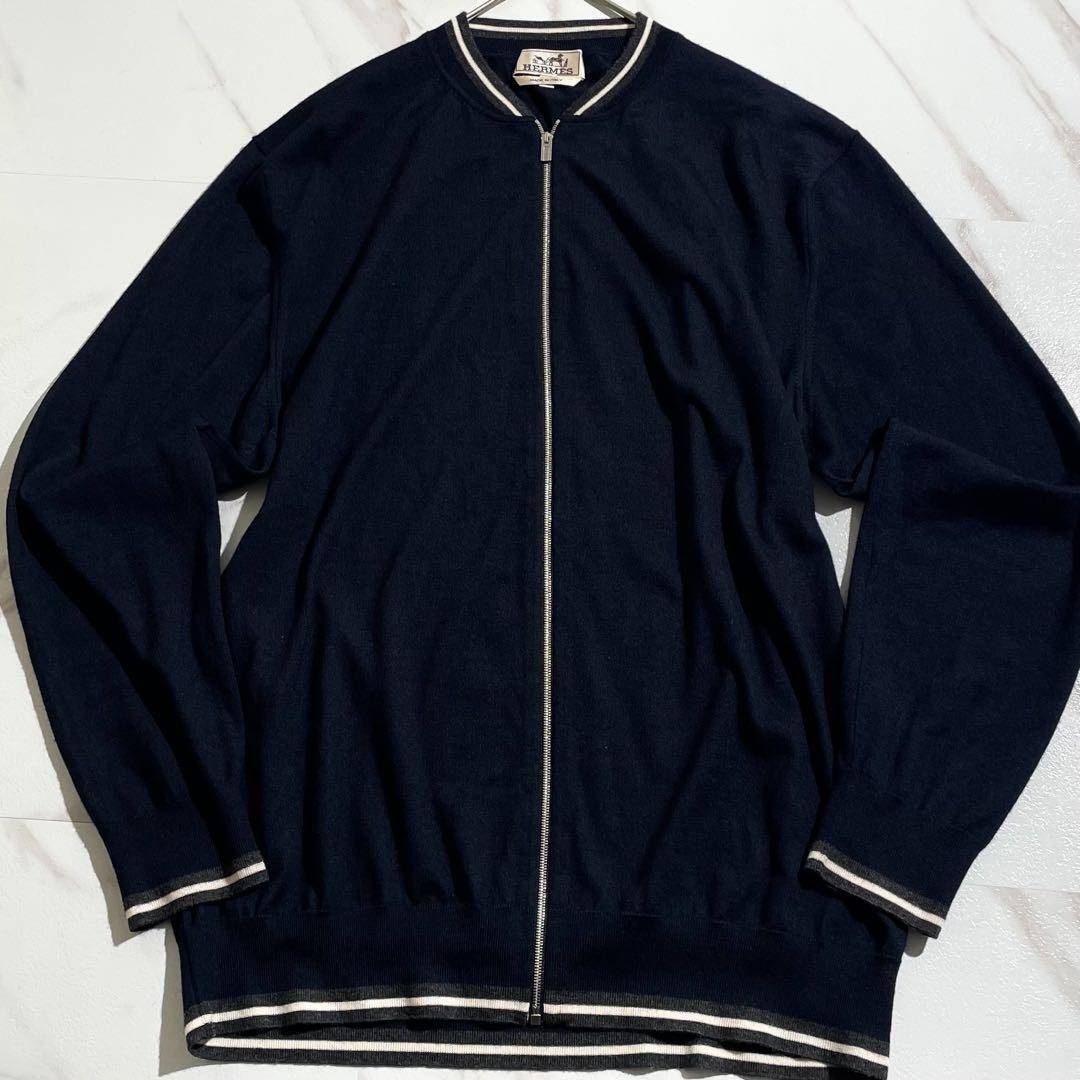 極美品/カシシル/XL】HERMES エルメス カーディガン ネイビー
