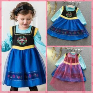 新品 ワンピース アナ風 女の子 コスプレ ディズニー スカート マント