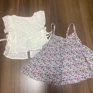 キャミワンピとレースベスト 80