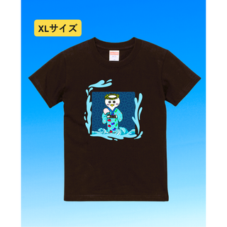 n839【新品未使用】プリント Tシャツ 河童 夏らしい かわいい ブラック