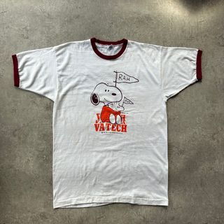 チャンピオン(Champion)の70s チャンピオン リンガーtシャツ USA製 XL バーガンディ スヌーピー(Tシャツ/カットソー(半袖/袖なし))
