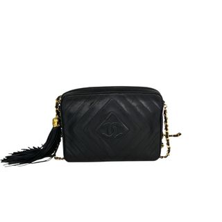 シャネル(CHANEL)の　シャネル CHANEL ココマーク　フリンジショルダーバッグ ブラック ラムスキン レディース ショルダーバッグ(ショルダーバッグ)