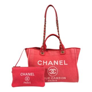 シャネル(CHANEL)のシャネル MM ドーヴィル ショルダーバッグ キャンバス レッド レディース CHANEL  中古(ショルダーバッグ)