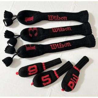 Wilson ヘッドカバー ゴルフクラブカバー 6点セット ニット製 ポンポン付