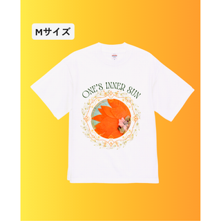 n840【新品未使用】プリント Tシャツ オレンジ 花 元気 レディース(Tシャツ(半袖/袖なし))