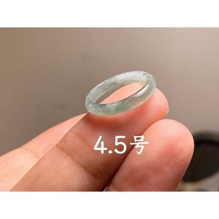 L13-166ピンキーリング氷種白緑4.5号グアテマラ産A貨本翡翠くりぬきリング