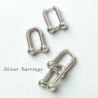 シルバー925 Uシェイプ ピアス ラージリンク ティファニー風 チェーンピアス(ピアス)