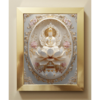 164【極楽荘厳レリーフ・聖観音】安寧と慈悲の光を授ける守護【神仏画】