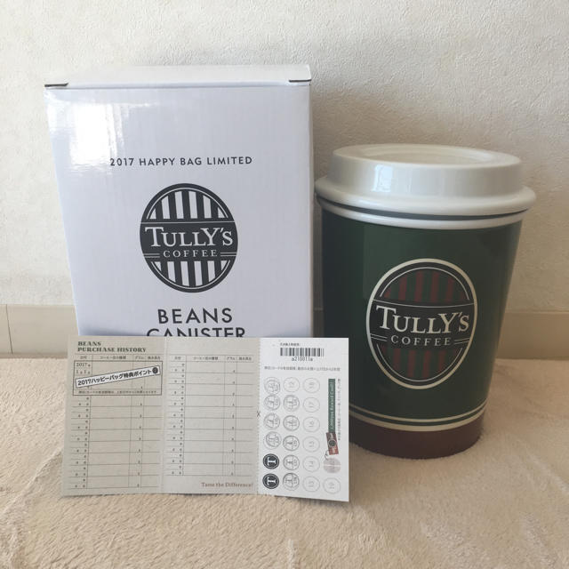 TULLY'S COFFEE(タリーズコーヒー)の新品未使用♡2017年タリーズコーヒー福袋ビーンズキャニスター&ポイントカード 食品/飲料/酒の飲料(コーヒー)の商品写真