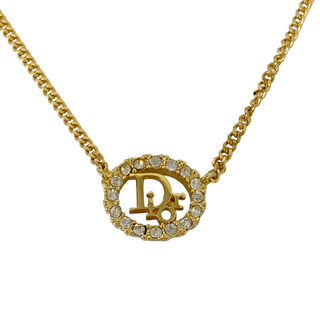 クリスチャンディオール(Christian Dior)の633205-7【美品】Christian Dior/クリスチャンディオール ネックレス ヴィンテージ ゴールド CDロゴ ラインストーン アクセサリー レディース タグ付き(ネックレス)
