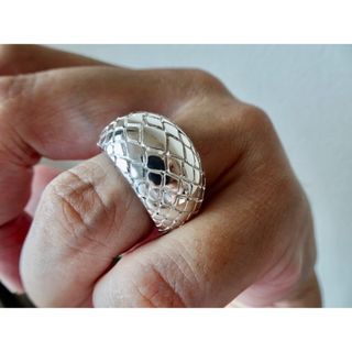 仁尾彫金『パイソン甲丸リング、燻無し』ハンドメイド432(リング(指輪))
