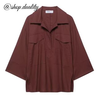 👙8月新作⛱️17715◆brown ブラウン シャツ ブラウス(シャツ/ブラウス(長袖/七分))