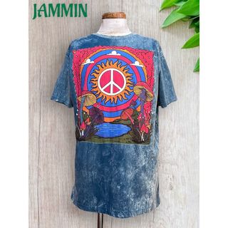 ピースマーク太陽Tシャツ　キノコ　ヒッピー　アジアン　サイケ　フェス　平和