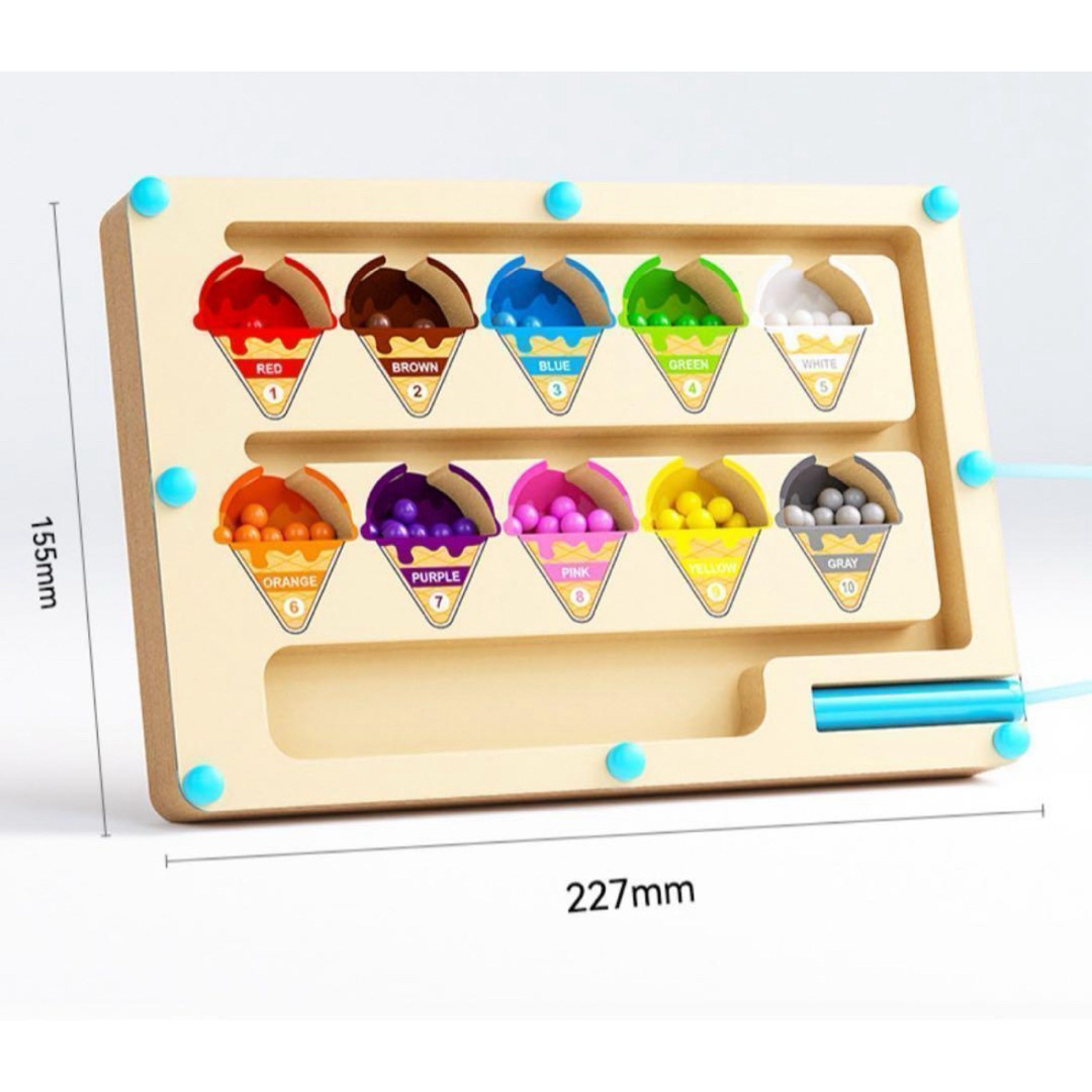 モンテッソーリ 磁石 木製 おもちゃ 知育玩具 アイスクリーム マグネット 迷路 キッズ/ベビー/マタニティのおもちゃ(知育玩具)の商品写真