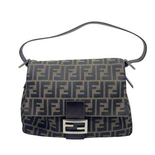 フェンディ(FENDI)のFENDI フェンディ マンマバケット ズッカ柄 キャンバス レザー ブラウン カーキ ハンドバッグ ワンショルダーバッグ ベージュ 肩掛け 26325 レディース メンズ 人気 【ブランドギャラリー東心斎橋店】(ショルダーバッグ)