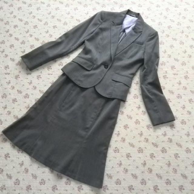 【極美】 PSFA スカートスーツ 7AR W62 夏 グレー OL ビジネスジャケットスカート表地