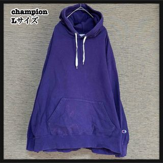 【チャンピオン】パーカー 紫パープル 裏毛 ワンポイント 刺繍 袖ロゴ*