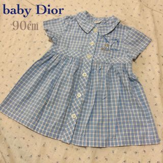 ベビーディオール(baby Dior)の美品 ベビーディオール  90㎝ コットンワンピース シャツワンピース(ワンピース)