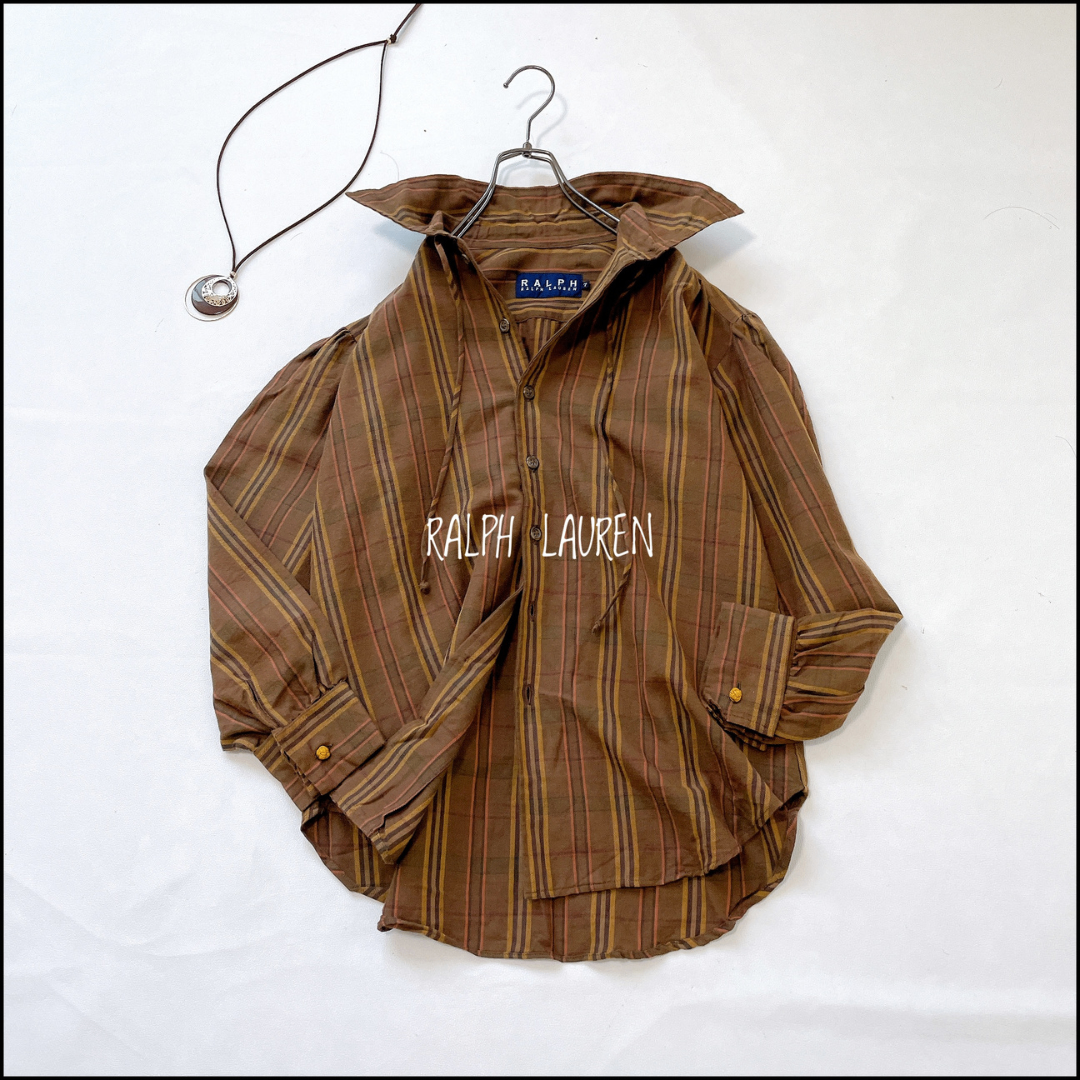 【美品】RALPH LAUREN　ストライプ 長袖シャツ ゆるだぼ レトロ Ralph Lauren - 【美品】RALPH LAUREN ストライプ 長袖シャツ
