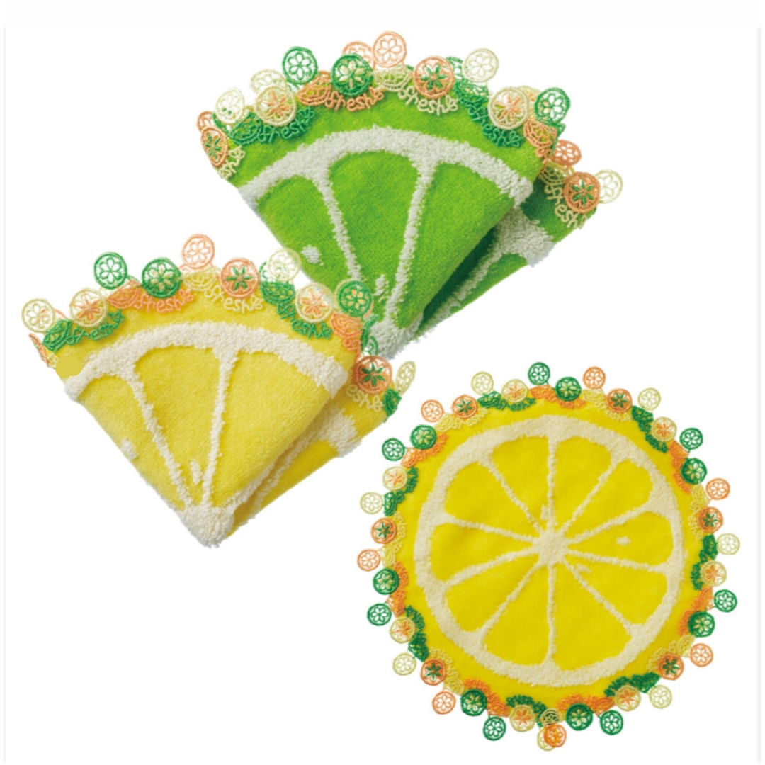 近沢レース 柑橘系 イエロー ハンカチ シーズンタオルハンカチ 完売 おしゃれ  レディースのファッション小物(ハンカチ)の商品写真