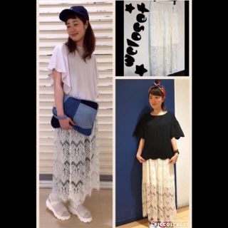 ダブルクローゼット(w closet)のwcloset★ヒゲレーススカート★(ロングスカート)