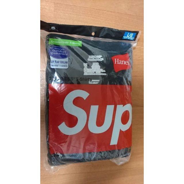 Supreme(シュプリーム)の送料無料！シュプリーム Supreme hanes Ｔシャツ 黒Ｌ正規品 メンズのトップス(Tシャツ/カットソー(半袖/袖なし))の商品写真