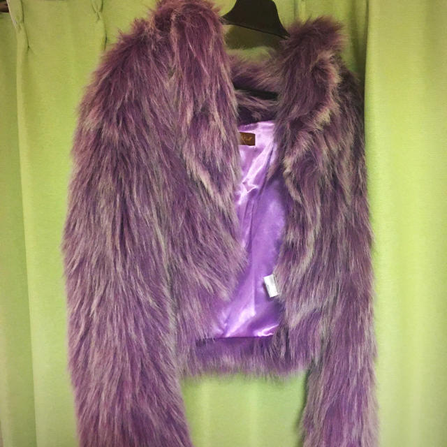 紫 ファーコート