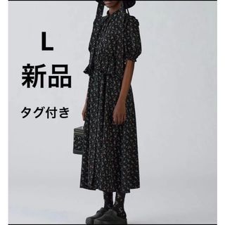 GU - 新品　GU　rokh　花柄　シャツワンピース　Lサイズ　ロク　ブラック