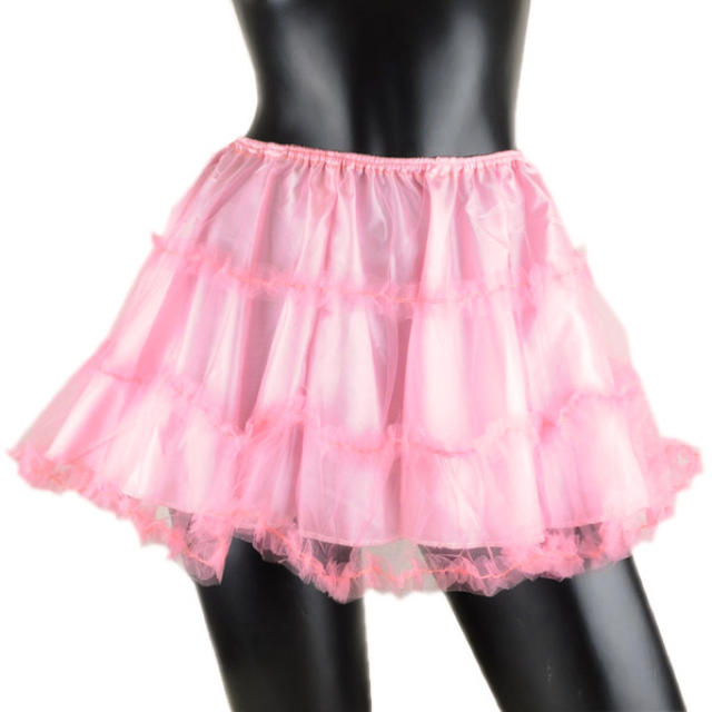 パニエ 裏地付 3段フリル パニエ インナー スカート ライトピンク レディースのスカート(ミニスカート)の商品写真