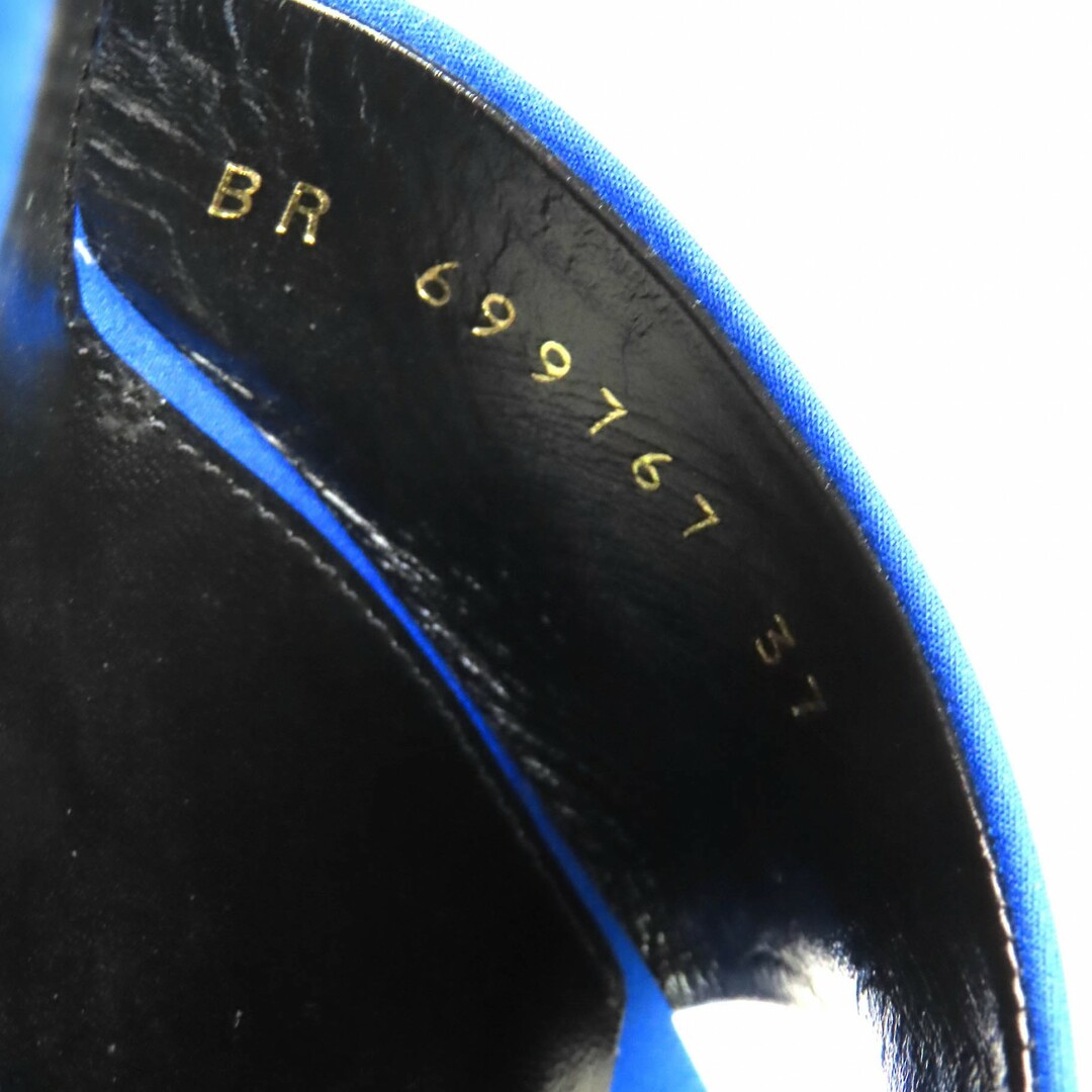 SAINT LAURENT(サンローラン)の極美品△SAINT LAURENT PARIS サンローランパリ 699767 LA 16 オープントゥ サンダル ミュール ブルー 37 イタリア製 レディース レディースの靴/シューズ(ミュール)の商品写真