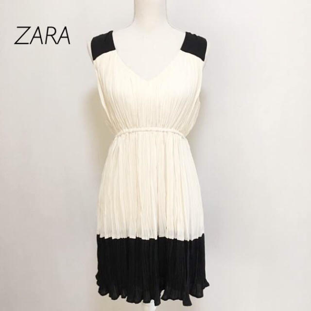 ZARA(ザラ)の【新品】ZARA バイカラー プリーツOP レディースのワンピース(ミニワンピース)の商品写真