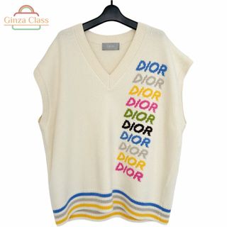 クリスチャンディオール(Christian Dior)のCHRISTIAN DIOR クリスチャン・ディオール ノースリーブ セーター XLサイズ カシミヤ混 ウール ホワイト系 413M650AT773 上着 春 秋 冬(ニット/セーター)