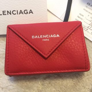 バレンシアガ(Balenciaga)の新品♡バレンシアガ ペーパーミニウォレット ミニ 財布 赤(財布)