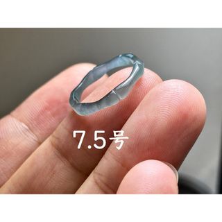 L13-212ピンキーリング氷種竹節7.5号グアテマラ産A貨本翡翠くりぬき黒翡翠(リング(指輪))