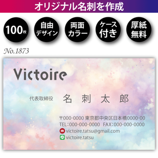 名刺作成 名刺印刷 100枚 両面 フルカラー 紙ケース付 No.1873