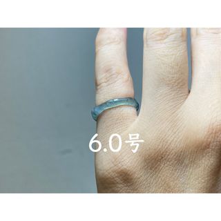 L13-223ピンキーリング氷種竹節6.0号グアテマラ産A貨本翡翠くりぬき黒翡翠