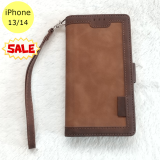 セール中♪ レトロ 手帳型 iPhone13/14ケース ブラウン(iPhoneケース)