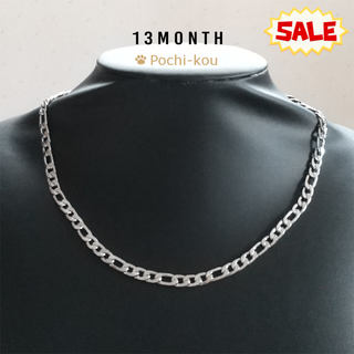 セール中♪ 13MONTH スリム チェーン ネックレス メンズ シルバー 韓国(ネックレス)