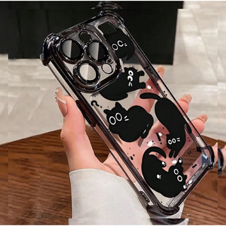 韓国 iPhoneケース 黒猫 猫 キャットねこ オシャレ ブラック クリア